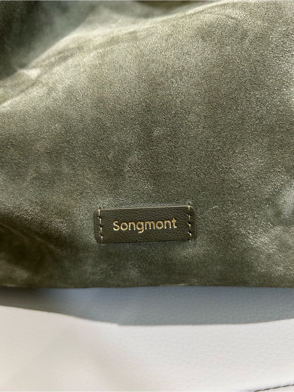 Songmont Medium Drippy Tote Bag Olive Suede Genuine Leather - Picture 5 of 10